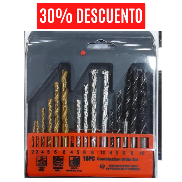 Juego brocas x 16 pcs